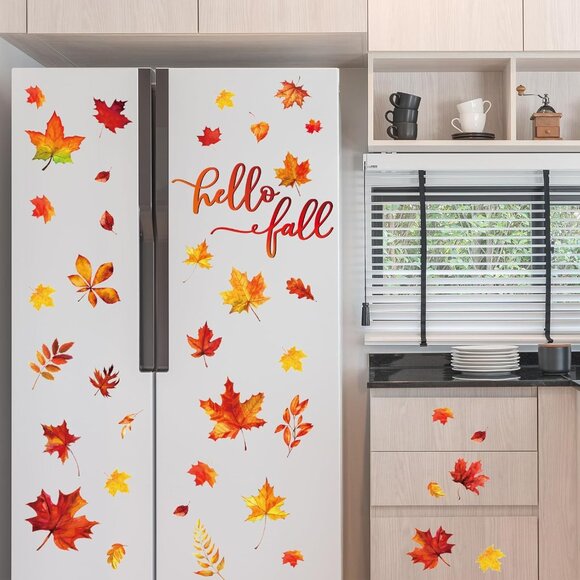 9 Sheets Fall Wall Decor Stickers Hello Fall Maple Leaves Wall Decals Small Room - Picture 5 of 7